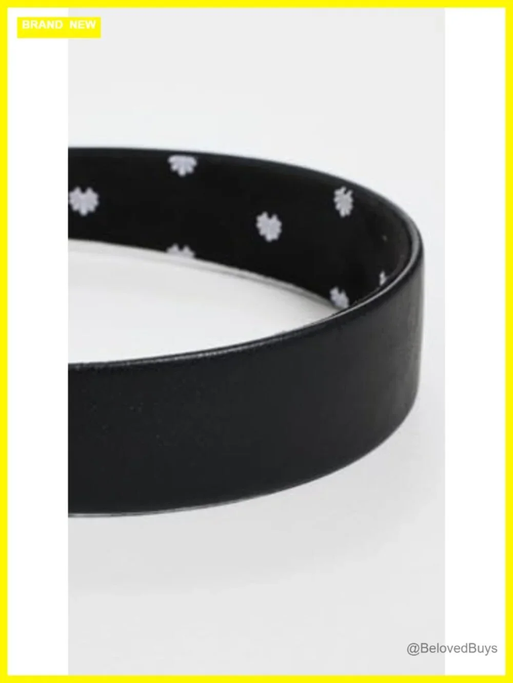 Faux Leather Bessette Headband with Gold-Tone Logo Emblem